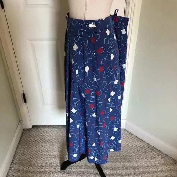 Vintage MCM 𝅺Pendleton blue retro geometric flair skirt size L - Picture 3 of 11